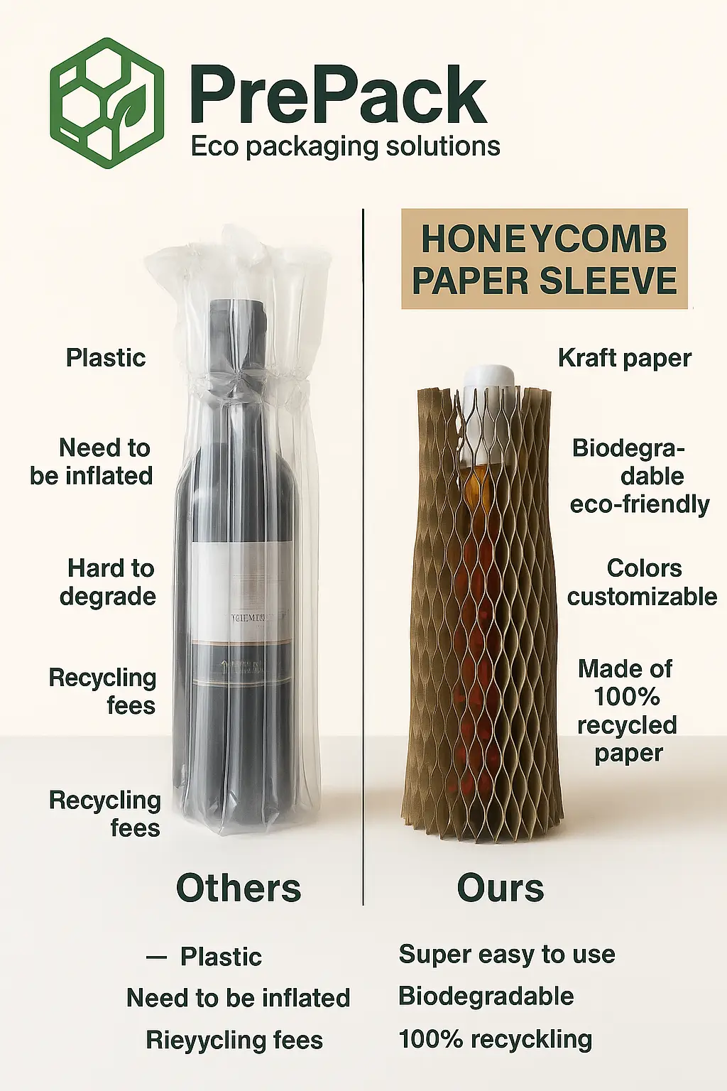 Porównanie: plastikowa folia a papierowe rękawy honeycomb Prepack
