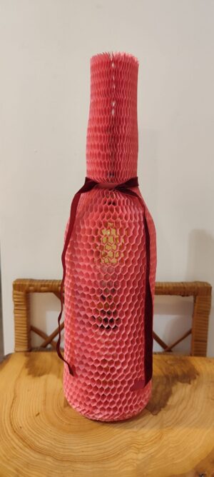 Rękaw ochronny papierowy honeycomb różowy 45 cm do pakowania butelek szklanych