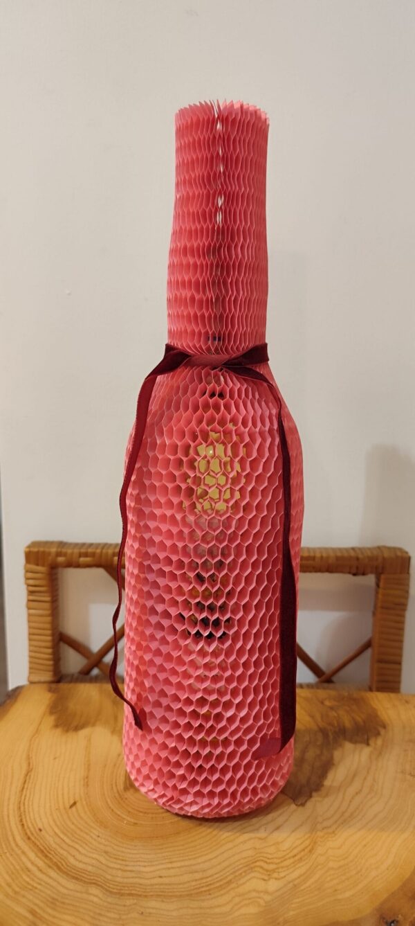 Rękaw ochronny papierowy honeycomb różowy 45 cm do pakowania butelek szklanych