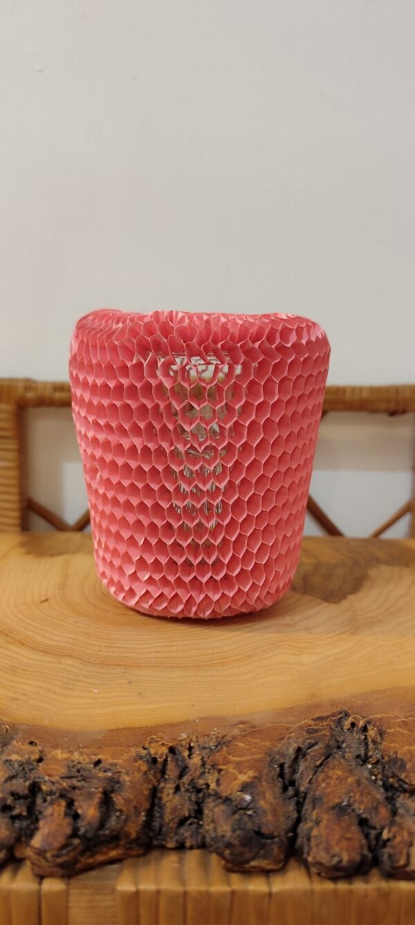 Rękaw papierowy honeycomb różowy do pakowania butelek, kubków i słoików
