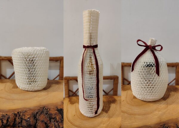 Biały papierowy rękaw honeycomb do pakowania butelek i szkła o średnicy do 13 cm
