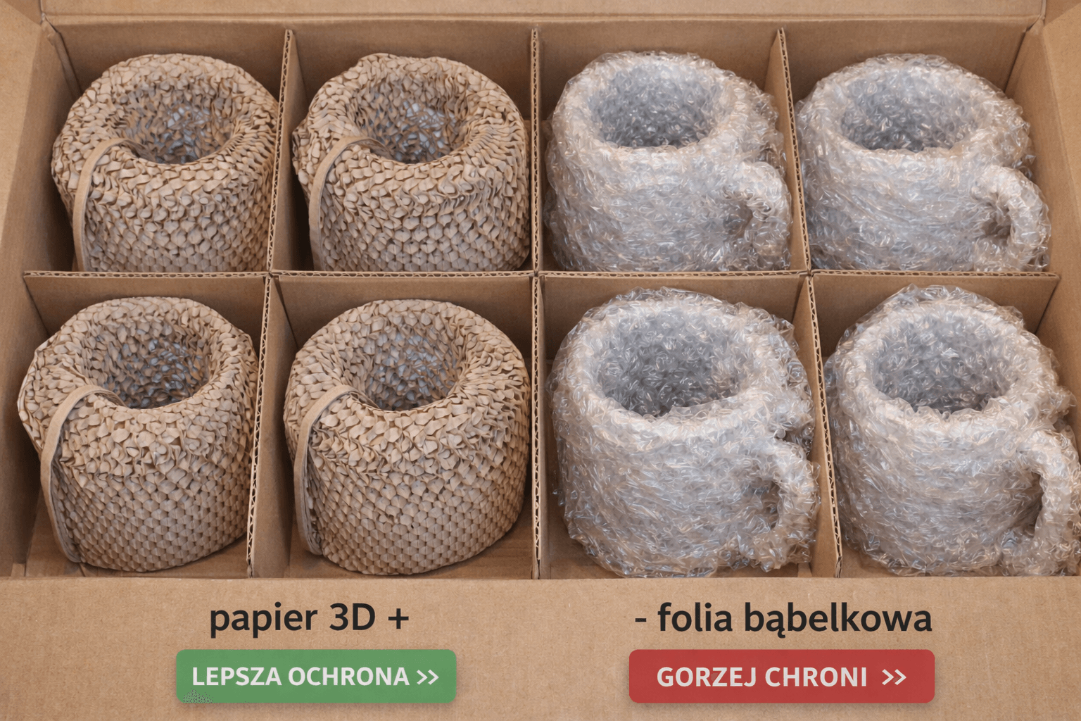 Szklanka owinięta papierem 3D honeycomb prepack